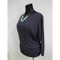 Tunika Amaya Nietoperz z marszczeniami na biodrach - grafitowy